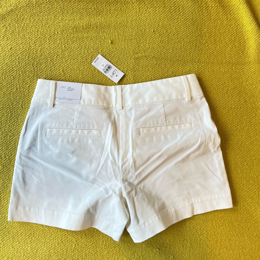 LOFT NWT Riviera shorts, size 0, white, 4” inseam